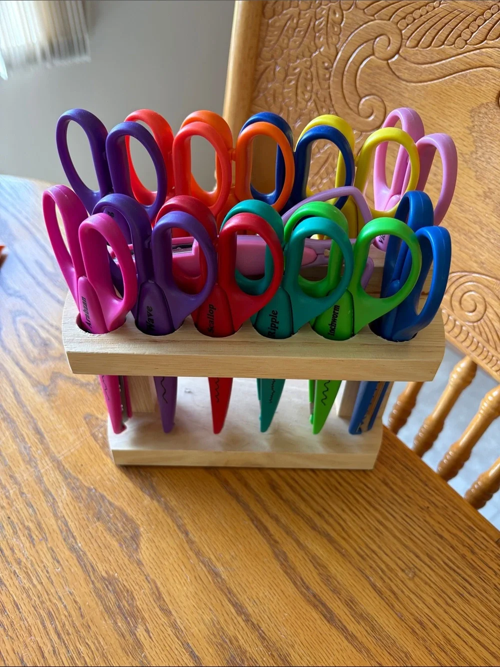 Assorted Color Craft Scissors Set with Wooden Stand - Picture 1 of 3